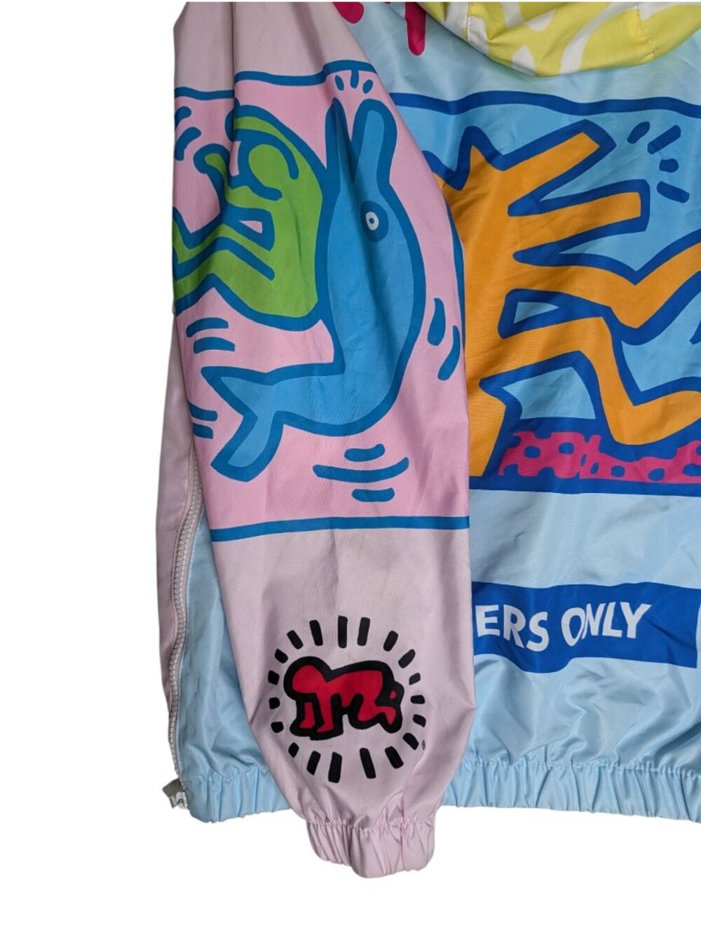 Members Only X Keith Haring Colorful Graffiti Zip Hooded Windbreaker Jacket Smal - Picture 10 of 16